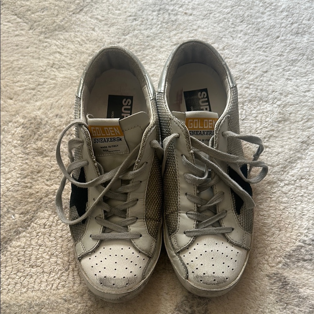 Golden Goose White Sneakers with Black Detail